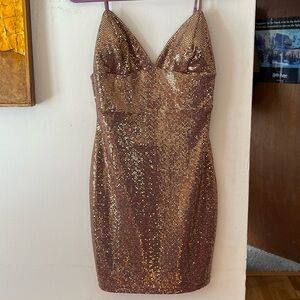 Lulu's Sparkling Copper Mini Dress